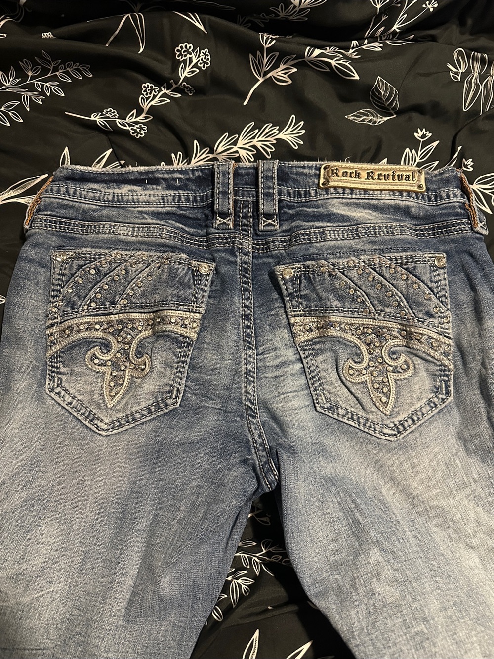 Rock Revival Light Blue Embellished Bootcut Jeans